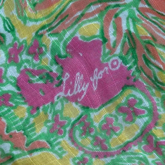 Lilly Pulitzer Pink and Green Floral Scarf - Picture 2 of 2